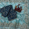 Luxury Organza Silk Saree With Heavy Floral Embroidered Border & Designer Sequins Blouse
