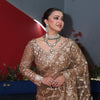 Luxury Golden Net Saree With Heavy Sequins & Cutwork Designer Partywear Saree