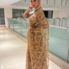 Luxury Golden Net Saree With Heavy Sequins & Cutwork Designer Partywear Saree
