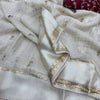 Luxury White Shimmer Organza Saree With Sequins Checks Work & Designer Blouse
