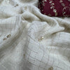 Luxury White Shimmer Organza Saree With Sequins Checks Work & Designer Blouse