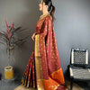 Elegant Maroon & Orange Dual Tone Banarasi Silk Saree with Golden Butti & Rich Zari Border | Premium Festive Wear