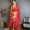 Vibrant Rani Pink & Maroon Dual Tone Banarasi Silk Saree with Golden Butti & Rich Zari Border | Premium Festive Wear