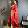 Vibrant Rani Pink & Maroon Dual Tone Banarasi Silk Saree with Golden Butti & Rich Zari Border | Premium Festive Wear