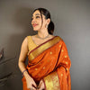 Radiant Orange & Maroon Dual Tone Banarasi Silk Saree with Golden Butti & Rich Zari Border | Premium Wedding Wear