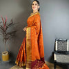 Radiant Orange & Maroon Dual Tone Banarasi Silk Saree with Golden Butti & Rich Zari Border | Premium Wedding Wear