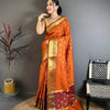 Radiant Orange & Maroon Dual Tone Banarasi Silk Saree with Golden Butti & Rich Zari Border | Premium Wedding Wear