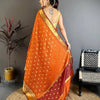 Radiant Orange & Maroon Dual Tone Banarasi Silk Saree with Golden Butti & Rich Zari Border | Premium Wedding Wear