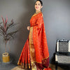 Bright Orange & Wine Maroon Dual Tone Banarasi Silk Saree with Golden Butti & Rich Zari Border | Premium Festive Wear