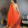 Bright Orange & Wine Maroon Dual Tone Banarasi Silk Saree with Golden Butti & Rich Zari Border | Premium Festive Wear