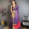 Royal Purple & Rani Pink Dual Tone Banarasi Silk Saree with Golden Butti & Rich Zari Border | Premium Festive Wear