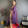 Royal Purple & Rani Pink Dual Tone Banarasi Silk Saree with Golden Butti & Rich Zari Border | Premium Festive Wear