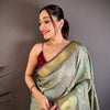 Pastel Mint Green & Maroon Dual Tone Banarasi Silk Saree with Golden Butti & Rich Zari Border | Premium Festive Wear