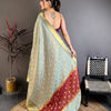Pastel Mint Green & Maroon Dual Tone Banarasi Silk Saree with Golden Butti & Rich Zari Border | Premium Festive Wear