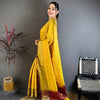 Sunshine Yellow & Maroon Dual Tone Banarasi Silk Saree with Golden Butti & Rich Zari Border | Premium Festive Wear