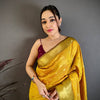 Sunshine Yellow & Maroon Dual Tone Banarasi Silk Saree with Golden Butti & Rich Zari Border | Premium Festive Wear