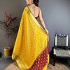 Sunshine Yellow & Maroon Dual Tone Banarasi Silk Saree with Golden Butti & Rich Zari Border | Premium Festive Wear