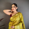 Lime Yellow & Maroon Dual Tone Banarasi Silk Saree with Golden Butti & Rich Zari Border | Premium Festive Wear