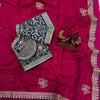 Luxury Silk Saree With Heavy Embroidered Designer Blouse & Sequins Border Festive Saree
