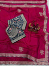 Luxury Silk Saree With Heavy Embroidered Designer Blouse & Sequins Border Festive Saree