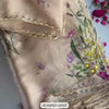 Floral Embroidered Organza Saree with Pearl Border & Matching Blouse – Pink, Cream & White