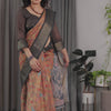 Royal Brown Art Silk Saree with Heritage Tree of Life & Bird Motif Design
