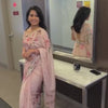 Pastel Pink Floral Organza Saree with Pearl Scalloped Border & Designer Blouse
