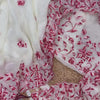 Ivory White Organza Saree with Red Floral Embroidery & Designer Blouse