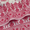 Snow White Kaju Cotton Saree with Regal Red Temple Border & Folk Art Pallu