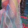 Pastel Multi-Color Striped Organza Saree with Subtle Sequin Work & Matching Blouse