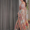 Graceful Peach Art Silk Saree with Royal Heritage Panel Story Designs