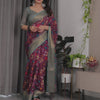 Royal Purple & Grey Art Silk Saree with Elegant Floral Heritage Vine Design