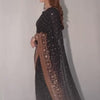 Elegant Black Georgette Saree with Rose Gold Sequin & Zari Embroidered Border