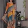 Radiant Mustard Art Silk Saree with Royal Heritage Motif Weaves