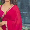 Red Saree with Elegant Stone Work Border & Matching Blouse