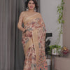 Elegant Cream Art Silk Saree with Royal Heritage Story & Geometric Border Design