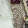 Luxury White Shimmer Organza Saree With Sequins Checks Work & Designer Blouse