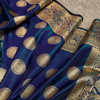 Royal Blue Banarasi Silk Saree with Gold Zari Circular Medallion Motifs & Heavy Floral Border