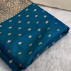 Teal Blue Banarasi Silk Saree – Golden Zari Butta & Rich Floral Border