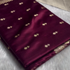 Maroon Banarasi Silk Saree with Gold Zari Buti Motifs & Traditional Woven Border