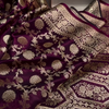 Royal Plum Banarasi Silk Saree – All-Over Golden Zari Jaal & Grand Heritage Pallu