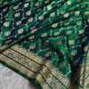 Emerald Green Banarasi Silk Saree – All-Over Zari Jaal & Leaf Motif Weave