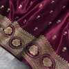 Maroon Banarasi Silk Saree with Gold Zari Buti Motifs & Traditional Woven Border