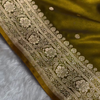 Olive Gold Banarasi Silk Saree – Elegant Zari Butta Weave