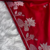 Ruby Red Banarasi Silk Saree – Silver Zari Floral Border & Minimal Butta Work