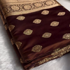 Coffee Brown Banarasi Silk Saree – Rich Golden Zari Butta & Grand Border