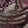 Royal Plum Banarasi Silk Saree – All-Over Golden Zari Jaal & Grand Heritage Pallu