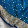 Teal Blue Banarasi Silk Saree – Golden Zari Butta & Rich Floral Border