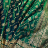 Emerald Green Banarasi Silk Saree – All-Over Zari Jaal & Leaf Motif Weave
