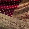 Maroon Red Banarasi Silk Saree – Golden Zari Butta & Heavy Floral Border